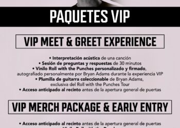 A partir de mañana puedes adquirir tu paquete VIP para conocer a BRYAN ADAMS