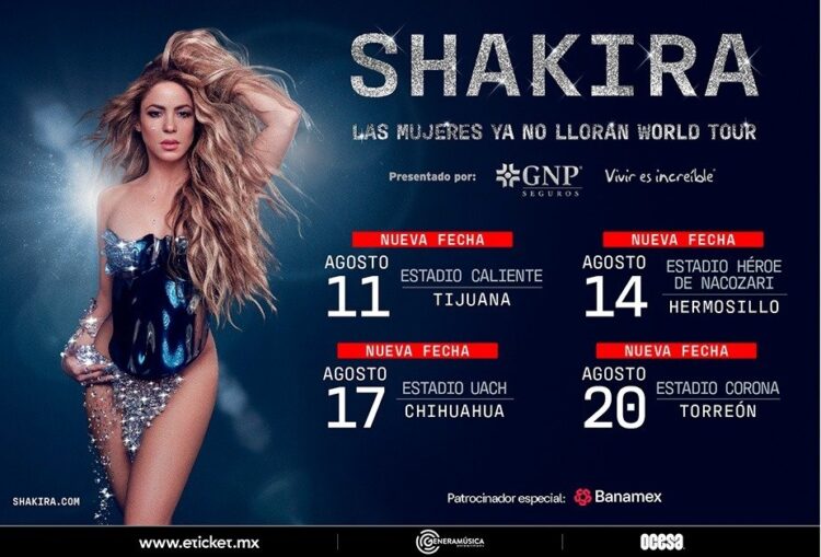 Shakira llevará Las Mujeres Ya No Lloran World Tour a Tijuana, Hermosillo, Chihuahua y Torreón