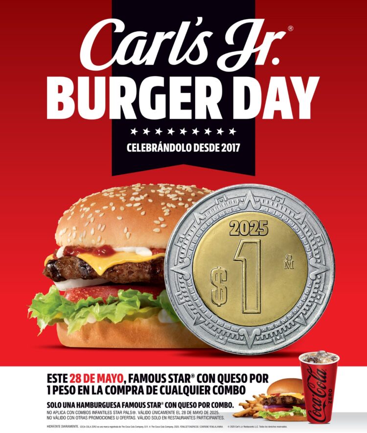  ¡Ya todos esperamos esta promo de a peso!  que sólo Carl´s Jr puede ofrecer
