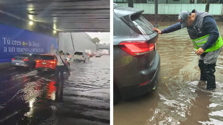 Calles inundadas y caos tras fuerte lluvia en CDMX; suben alerta