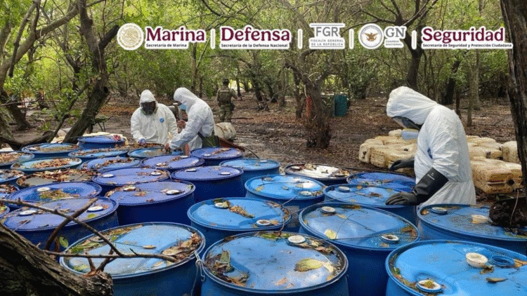 Aseguran 12.8 toneladas de metanfetamina en Nayarit; desmantelan narcolaboratorio