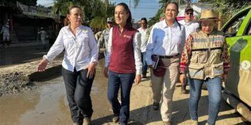 Tras inundaciones en Veracruz: Sheinbaum y Montiel supervisan zonas afectadas