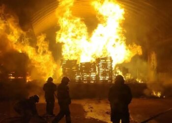 Voraz incendio consume tarimas en la Central de Abasto, CDMX