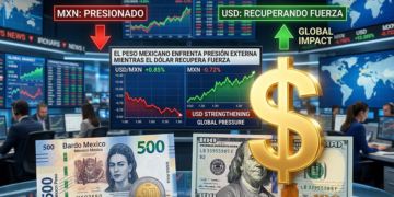 El peso mexicano enfrenta presión externa mientras el dólar recupera fuerza en los mercados