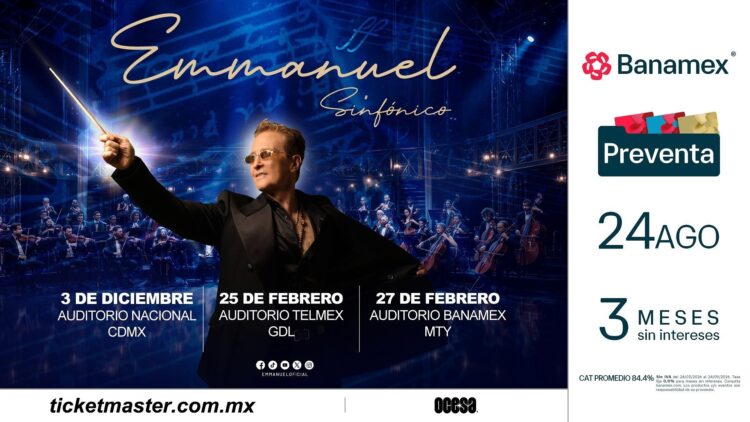 Emmanuel lleva sus grandes éxitos al formato sinfónico con tres conciertos en México