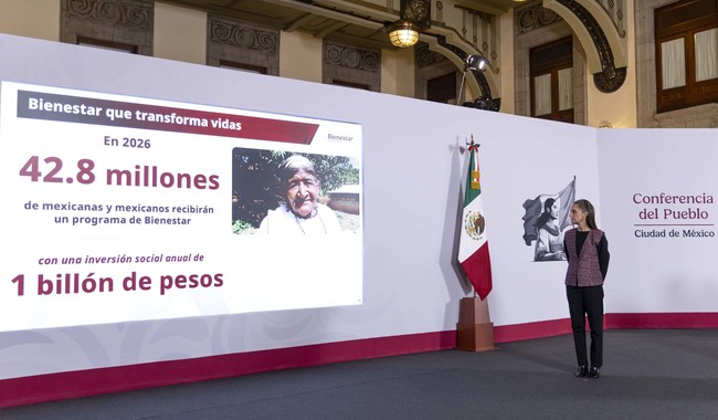 Programas para el Bienestar son apoyo directo a la gente y a la economía: presidenta; al cierre del 2026 beneficiarán a 42.8 millones