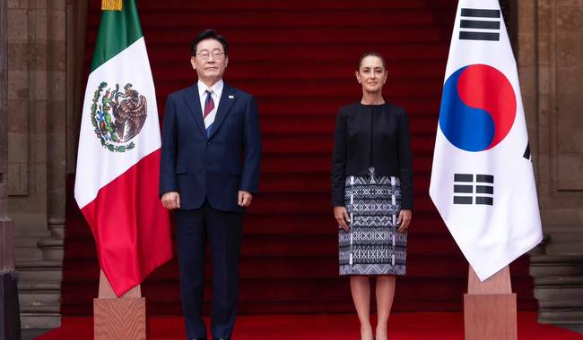 Claudia Sheinbaum recibe en Palacio Nacional a su homólogo de la República de Corea, Lee Jae-myung