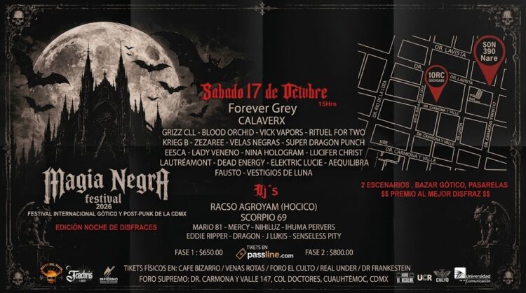 Magia Negra Festival 2026 reunirá en el Foro Supremo a la escena gótica y post-punk internacional