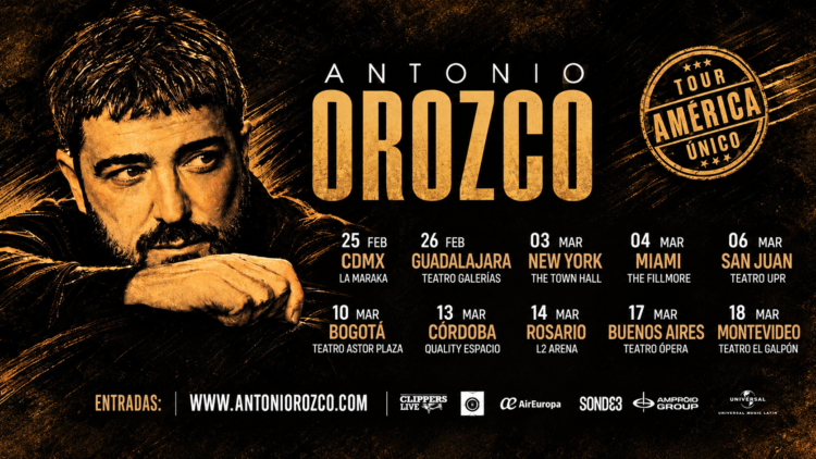 Antonio Orozco llevará su «Tour Único América 2027» a México, Estados Unidos y Latinoamérica